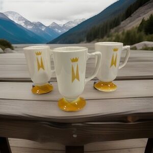 Vtg Homer Laughlin Marriott Hotels Gold Crown Irish Coffee Mug Set /3 Gold Cream